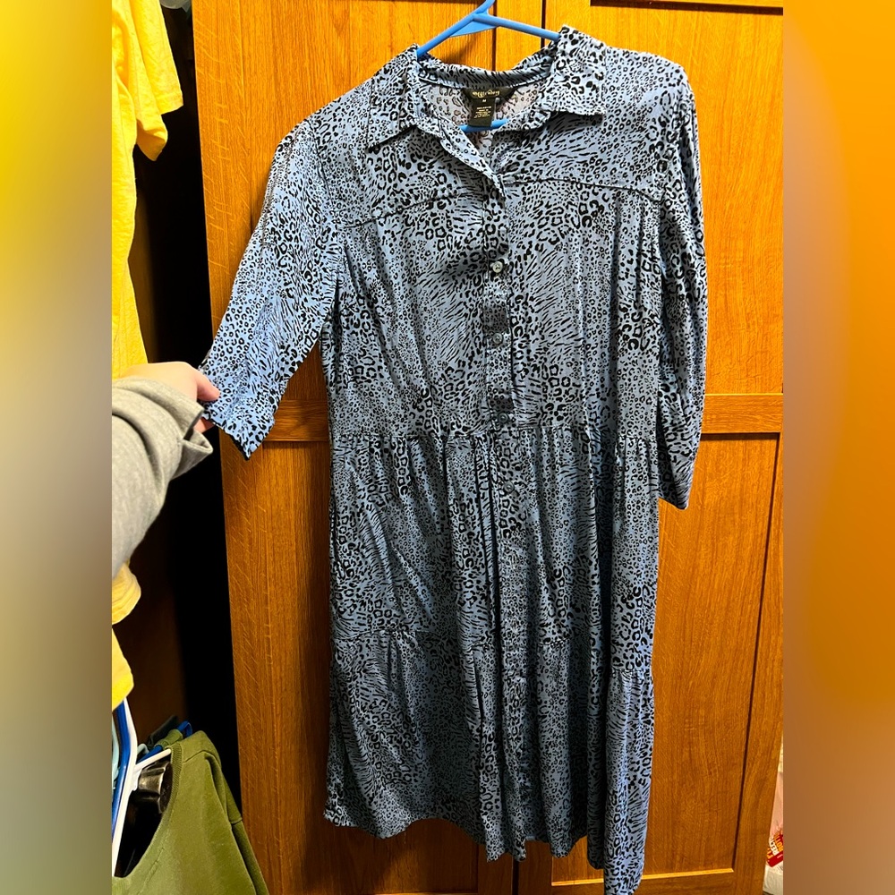 Stylish Blue Patterned Dress